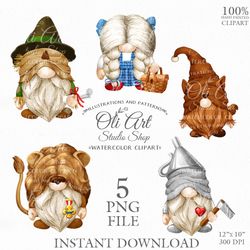 Wizard of Oz gnomes, digital clipart png, cute characters, Design Digital Download. OliArtStudioShop