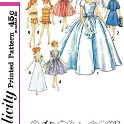 PDF Copy Vintage Simplicity 4510 Pattern Clothes for Barbie Doll and Fashion Dolls 11 1\2 inch