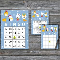 Winter animals bingo game,Christmas bingo game card,Christmas Bingo Printable,Holiday Bingo Cards,INSTANT DOWNLOAD--54