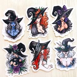 set of stickers charming witches