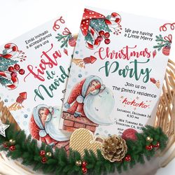 feliz navidad invite, christmas invitation, fiesta de navidad, feliz navidad invitation spanish christmas editable corjl
