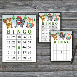 Winter Woodland bingo game card,Christmas bingo game card,Christmas Bingo Printable,Holiday Bingo,INSTANT DOWNLOAD-71