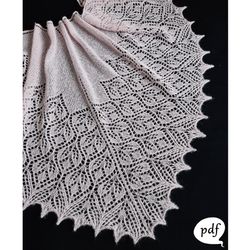 Cambria Shawl PDF Knitting Pattern Knit Lace Wedding Shawl Wrap for Ladies Crescent Shaped Cover up