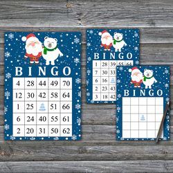 Santa and polar bear bingo game card,Christmas bingo game card,Christmas Bingo Printable,INSTANT DOWNLOAD-85