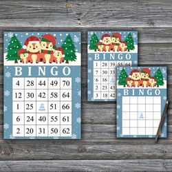 christmas fox bingo game card,christmas bingo game card,christmas bingo printable,holiday bingo card,instant download-88