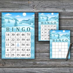 Winter landscape bingo game card,Christmas bingo game card,Christmas Bingo Printable,Holiday Bingo,INSTANT DOWNLOAD-90