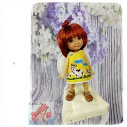 Doll clothes  "FUNNY COWS"  for Twinkles Meadow Doll/IrrealDoll, Lati Yellow, Dress Pukifee.For Doll Size: 6 in-6 1/2