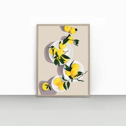 Citrus Botanical Print | Citrus Wall Art| Lemon Print | Kitchen Art, Home Decor Print | Lemons Poster | Digital Prints