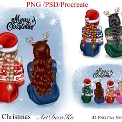 best friends, besties clipart, winter clipart, bff