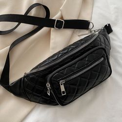 WOMAN Mini Quilted Multi Zip Fanny Pack