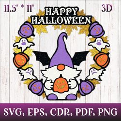 Halloween Door Sign With  Gnome  | 3D Layered Design