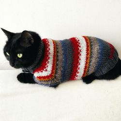 Striped sweater for cat sweater for pet Clothes for cat Cardigan for pets outfit Sphinx cat sweater  Dog sweaters