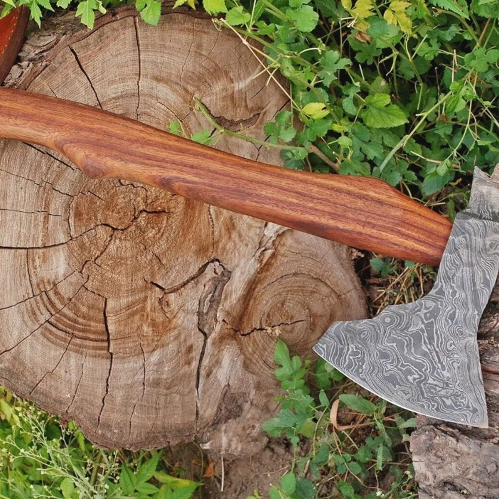 HandForgedDamascusSteelTomahawkVikingAxebuyreviewsjpeg