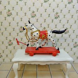 Horse on a cart. Dollhouse toy.1:12 scale.