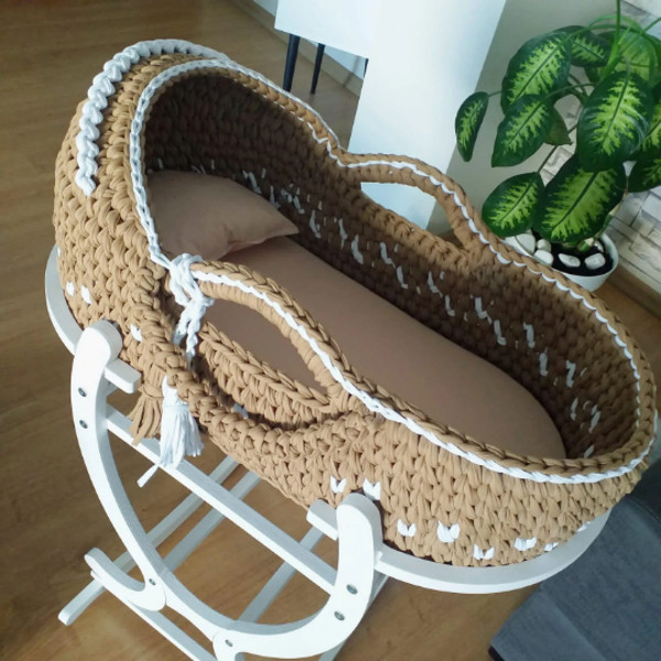 Moses Basket, Knit Moses Basket, Bassinet Baby Basket, Baby Shower Gift, Newborn Baby Gift, Baby nest.png