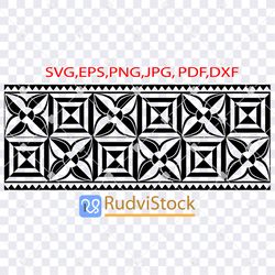 Tattoo Svg. Polynesian Tongan design seamless border pattern