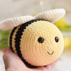 bee plush, chubby bee plush toy, bumblebee gifts, bee lovers gift, wasp mothers day gift ideas by KnittedToysKsu