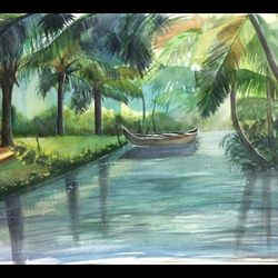 Original watercolor painting by Handkub Art