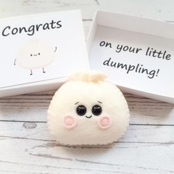 Dumpling plush, Pocket hug, Congrats, New parents gift, I love you, Teenage girl gifts, Funny Birthday cards, Fake food