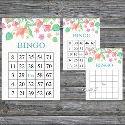 Watercolor Flowers bingo game card,Floral bingo game card,Floral Printable Bingo,Flower themed bingo,INSTANT DOWNLOAD