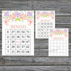 Pink and purple Flowers bingo game card,Floral bingo game card,Floral Printable Bingo,INSTANT DOWNLOAD-119