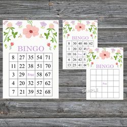 Pink flowers bingo game card,Floral bingo game card,Floral Printable Bingo,Flower themed bingo game,INSTANT DOWNLOAD-111