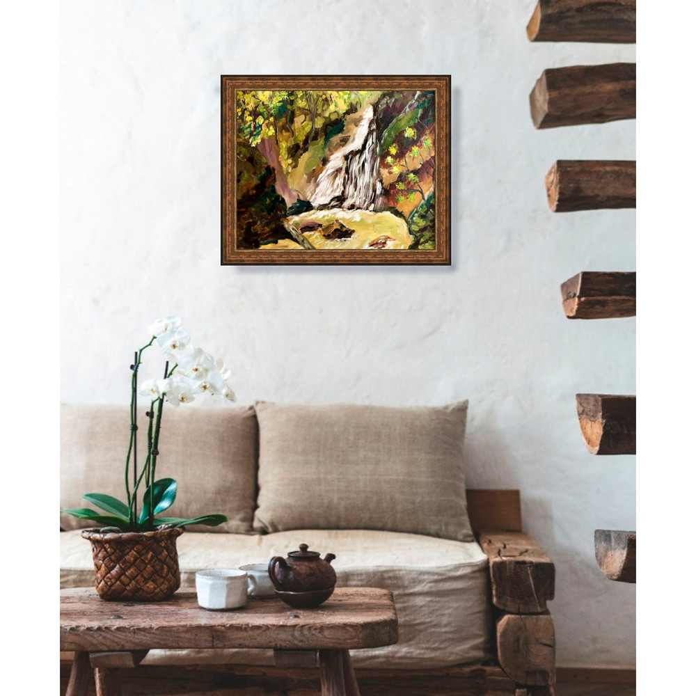 landscape painting hanging on the wall