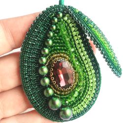 green avocado crystal brooch