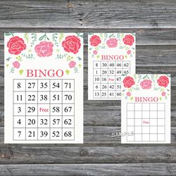 Rose flowers bingo game card,Floral bingo game card,Floral Printable Bingo,Flower themed bingo game,INSTANT DOWNLOAD-103
