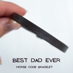 BEST DAD EVER morse code bracelet, gift for father, leather bracelet, mens bracelets, birthday gift for father