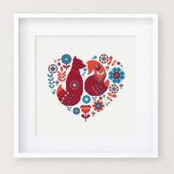 Scandinavian Heart cross stitch pattern PDF