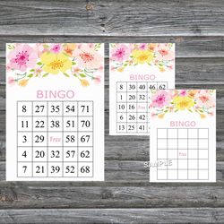 Pink and yellow Flowers bingo game card,Floral bingo game card,Floral Printable Bingo,INSTANT DOWNLOAD-95