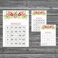 Flowers bingo game card,Floral bingo game card,Floral Printable Bingo,Flower themed bingo game,INSTANT DOWNLOAD-93