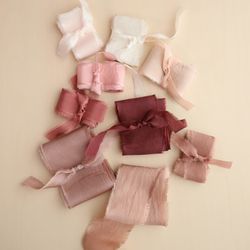 Hand Dyed Silk Ribbons | Set of 9 | Warm Rose Tones Styling Bundle