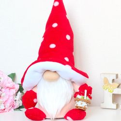 Mushroom gnome / Fall decor kitchen / Fly Agaric decor / Garden Gnome