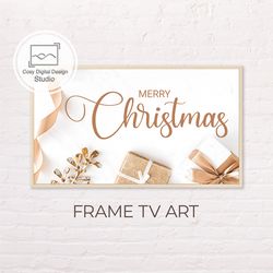 Samsung Frame TV Art | 4k Merry Christmas Gold and White Art for Frame TV | Digital Art Frame TV | Christmas Gift Decor