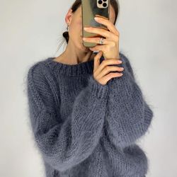 Mohair minimalist jumper, oversize sweater, Chunky sweater, bulky sweater, handmade knitted sweater