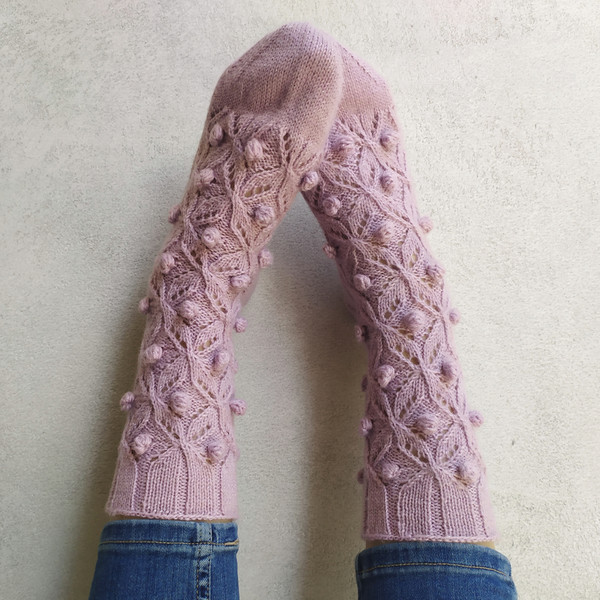 Pink-womens-warm-handmade-socks-2