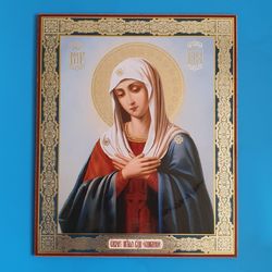 The Humility of the Mother of God icon made of wood blessed icon 7.09x8.66" free shipping