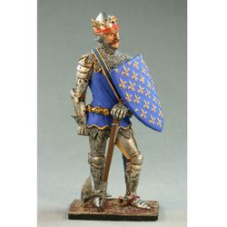 Painted Collectible Tin Toy Soldier 54 mm knight miniature figures Middle Ages Medieval. King of France John II the Good