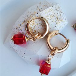 Red earrings, Swarovski earrings, earrings with Swarovski crystals