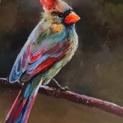 Bird painting impressionism Original art Oil artwork