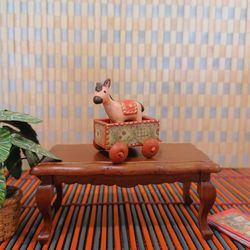 Donkey on a cart. A toy for a doll.1:12 scale.