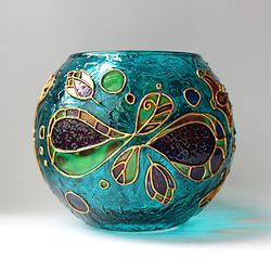 Infinity Blue Candle Holder Abstract Butterfly Tealight Holder Votive Light Bowl