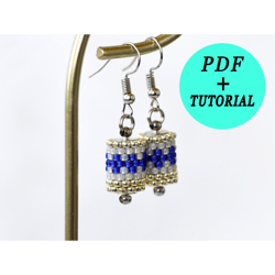 Tutorial peyote tube earrings, PDF pattern earrings, Step by step tutorial earrings
