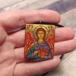 Archangel Uriel | Icon pendant | Icon necklace | Wooden pendant | Jewelry icon | Orthodox Icon | Christian saints