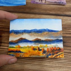 Autumn Landscape Painting Watercolor ACEO Original Art 2.5 by 3.5 inches