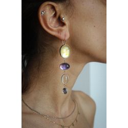 Statement silver earrings with gemstone