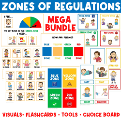 Zones of Regulations | Calm Down Strategies | Coping Skills | Flashcards | Communication | Behavior | Emotions