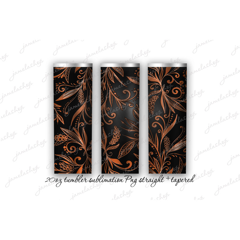 Floral tooled leather tumbler designs sublimation png